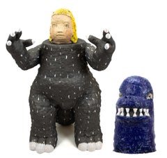 Figurative Ceramic Sculpture, Glazed Stoneware, Kaiju by Kensuke Yamada