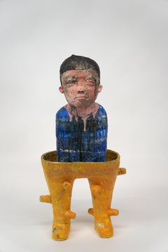 "Il vero amore ti troverà alla fine 2", scultura figurativa in ceramica con smalto