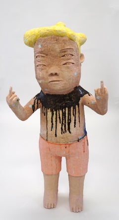 "Who is the Monster?", Figurative, Stoneware, Sculpture, Glazed Ceramic