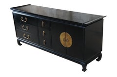 Kent Coffey Amerasia Chinoiserie Black Buffet Sideboard Credenza Console Dresser