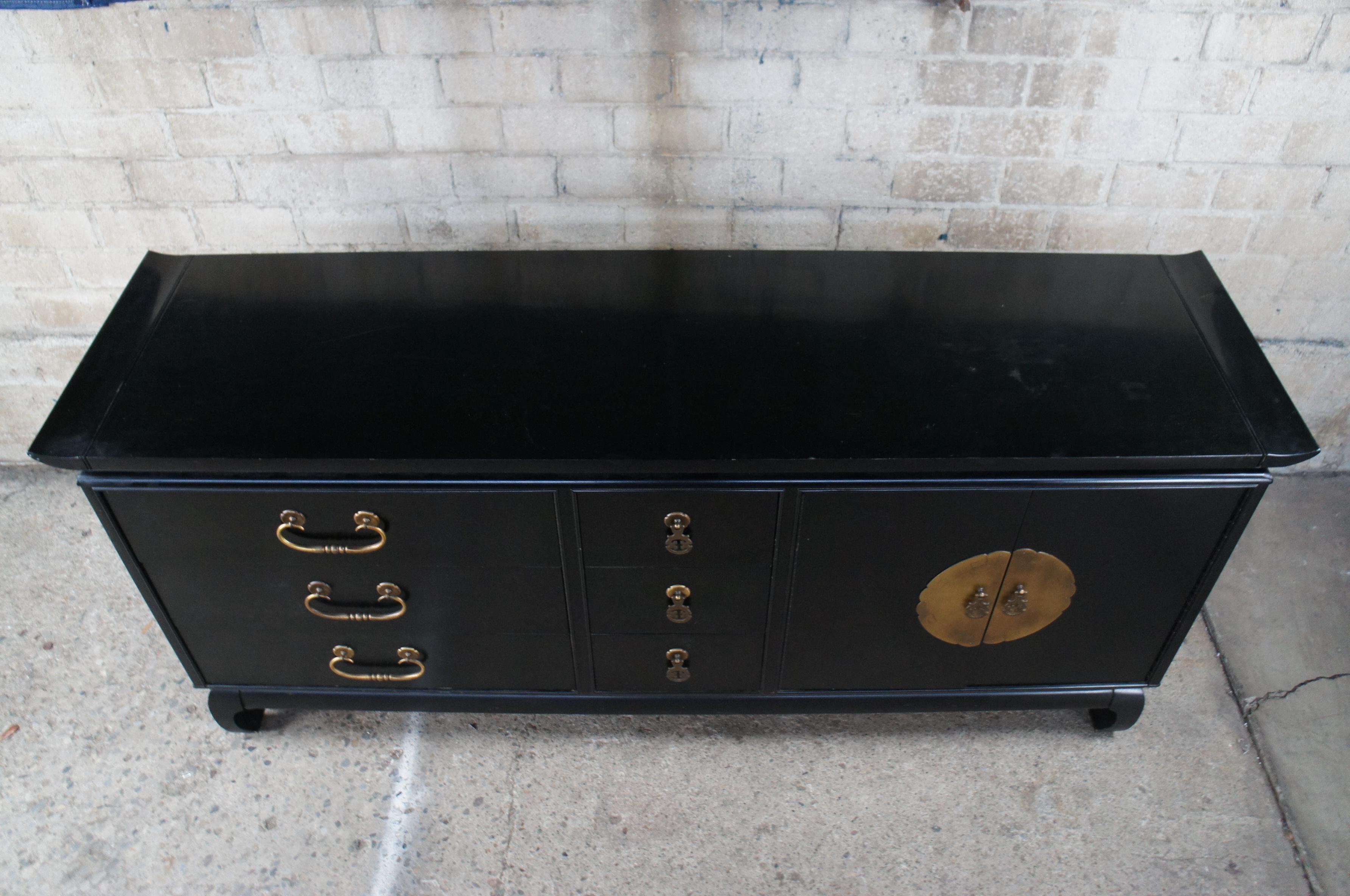 20th Century Kent Coffey Amerasia Chinoiserie Black Buffet Sideboard Credenza Console Dresser