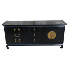 Retro Kent Coffey Amerasia Chinoiserie Black Buffet Sideboard Credenza Console Dresser