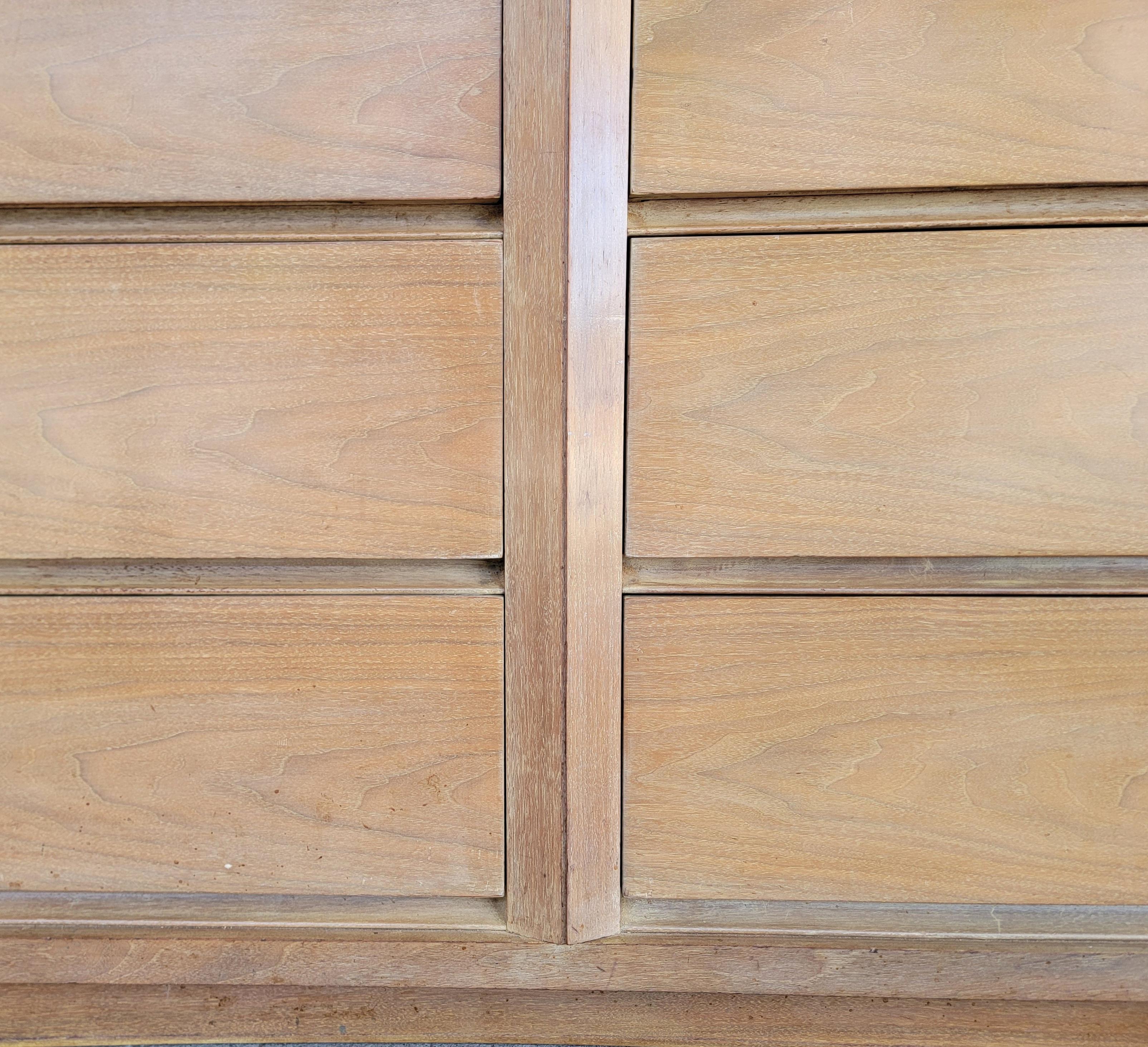 Kent Coffey Cerused Walnut Mid-Century Modern Low Dresser For Sale 5