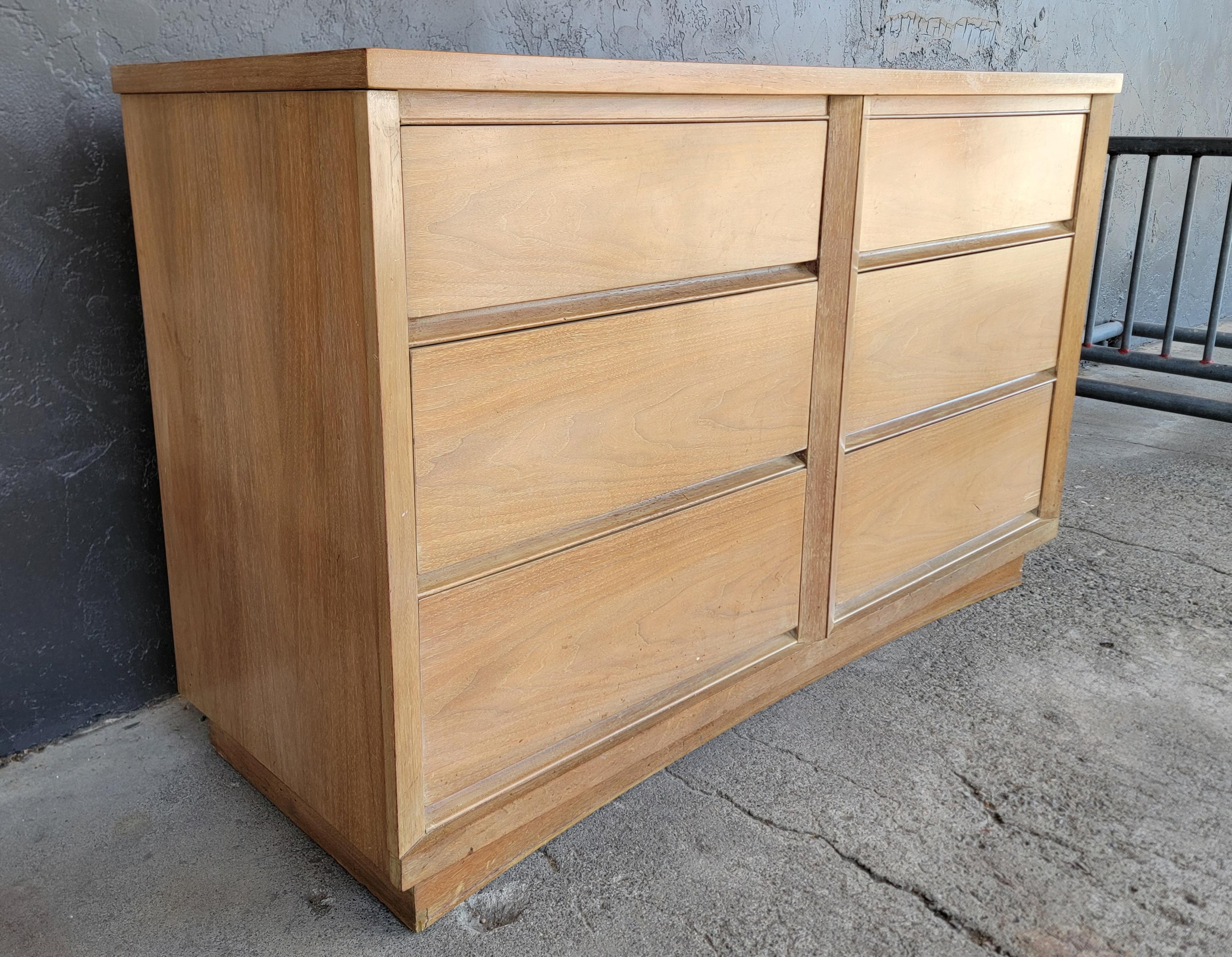 American Kent Coffey Cerused Walnut Mid-Century Modern Low Dresser For Sale