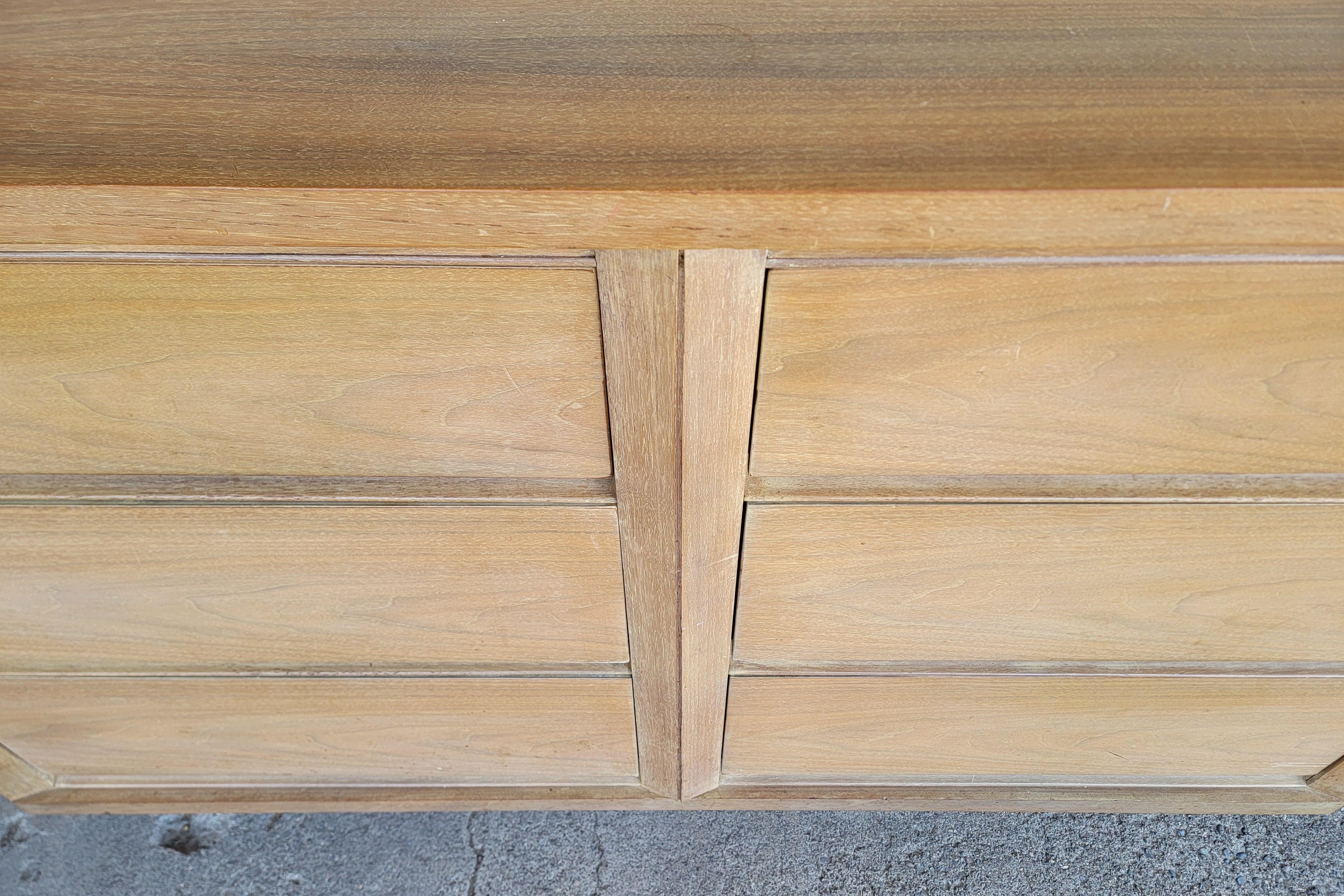 Kent Coffey Cerused Walnut Mid-Century Modern Low Dresser For Sale 4
