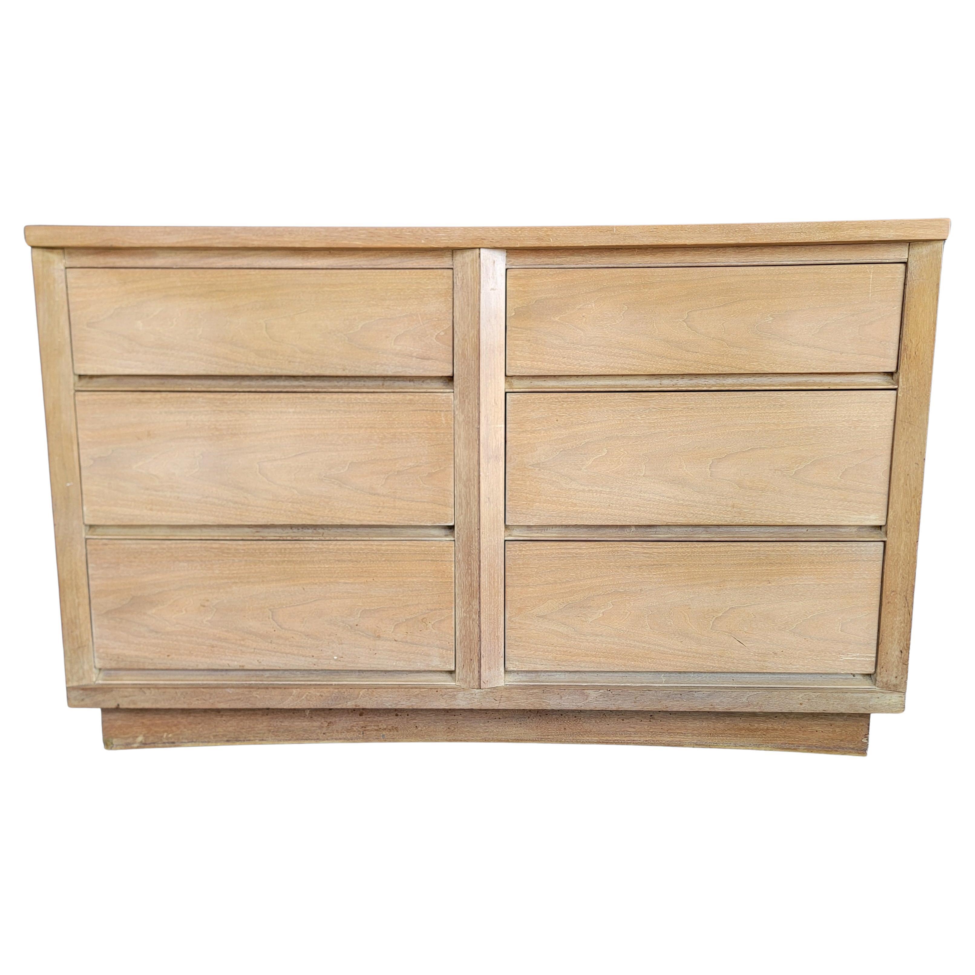 Kent Coffey Cerused Walnut Mid-Century Modern Low Dresser