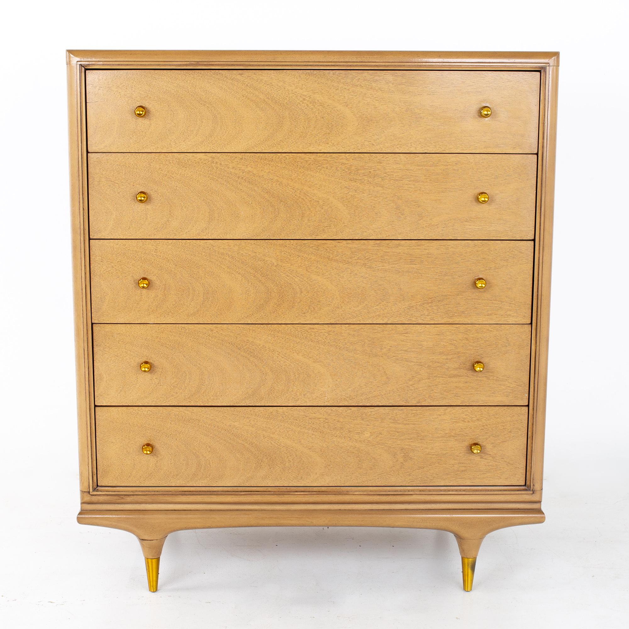 Kent Coffey Continental mid century 5 drawer highboy dresser

Dresser measures: 40 wide x 21 deep x 47.25 inches high

All pieces of furniture can be had in what we call restored vintage condition. That means the piece is restored upon purchase