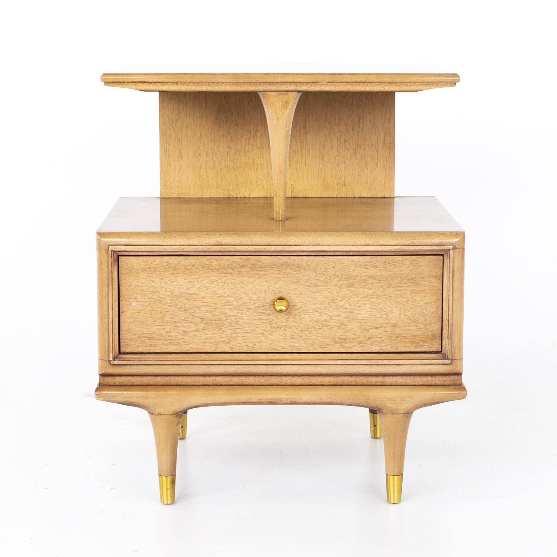 Kent Coffey Continental mid century walnut and brass nightstand

Nightstand measures: 22 wide x 18 deep x 26.5 inches high

All pieces of furniture can be had in what we call restored vintage condition. That means the piece is restored upon