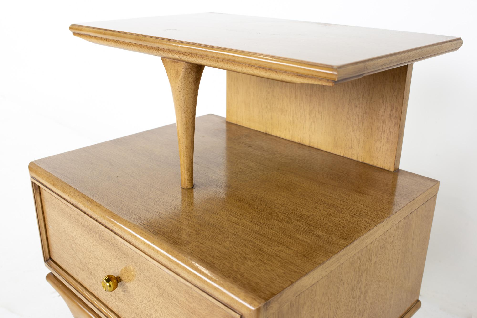 Late 20th Century Kent Coffey Continental Mid Century Walnut and Brass Nightstand