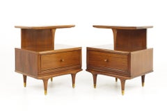 Kent Coffey Continental Mid-Century Walnut Nightstand, a Pair