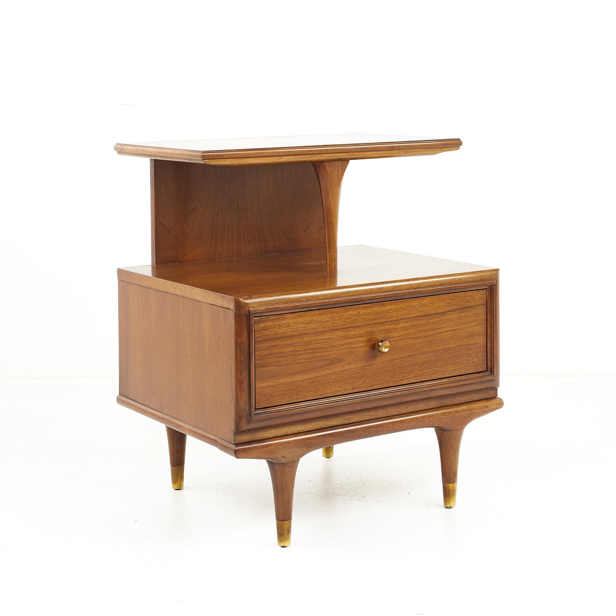 American Kent Coffey Continental Mid-Century Walnut Nightstand, a Pair