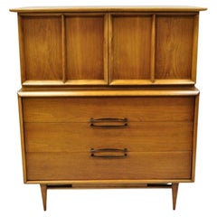 Retro Kent Coffey Eloquence Mid Century Modern Walnut Tall Chest Highboy Dresser