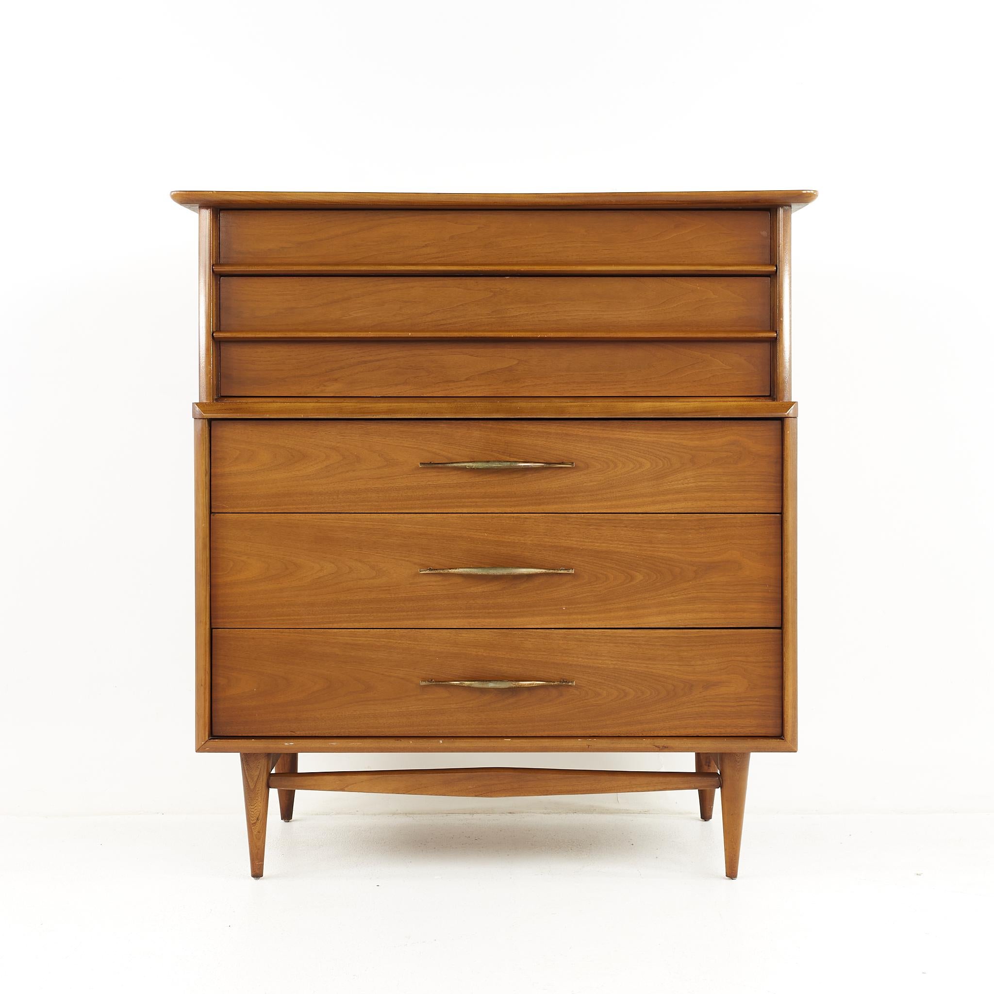 Kent Coffey Foreteller mid century walnut highboy dresser.

The dresser measures: 42 wide x 20 deep x 44.75 inches high.

All pieces of furniture can be had in what we call restored vintage condition. That means the piece is restored upon