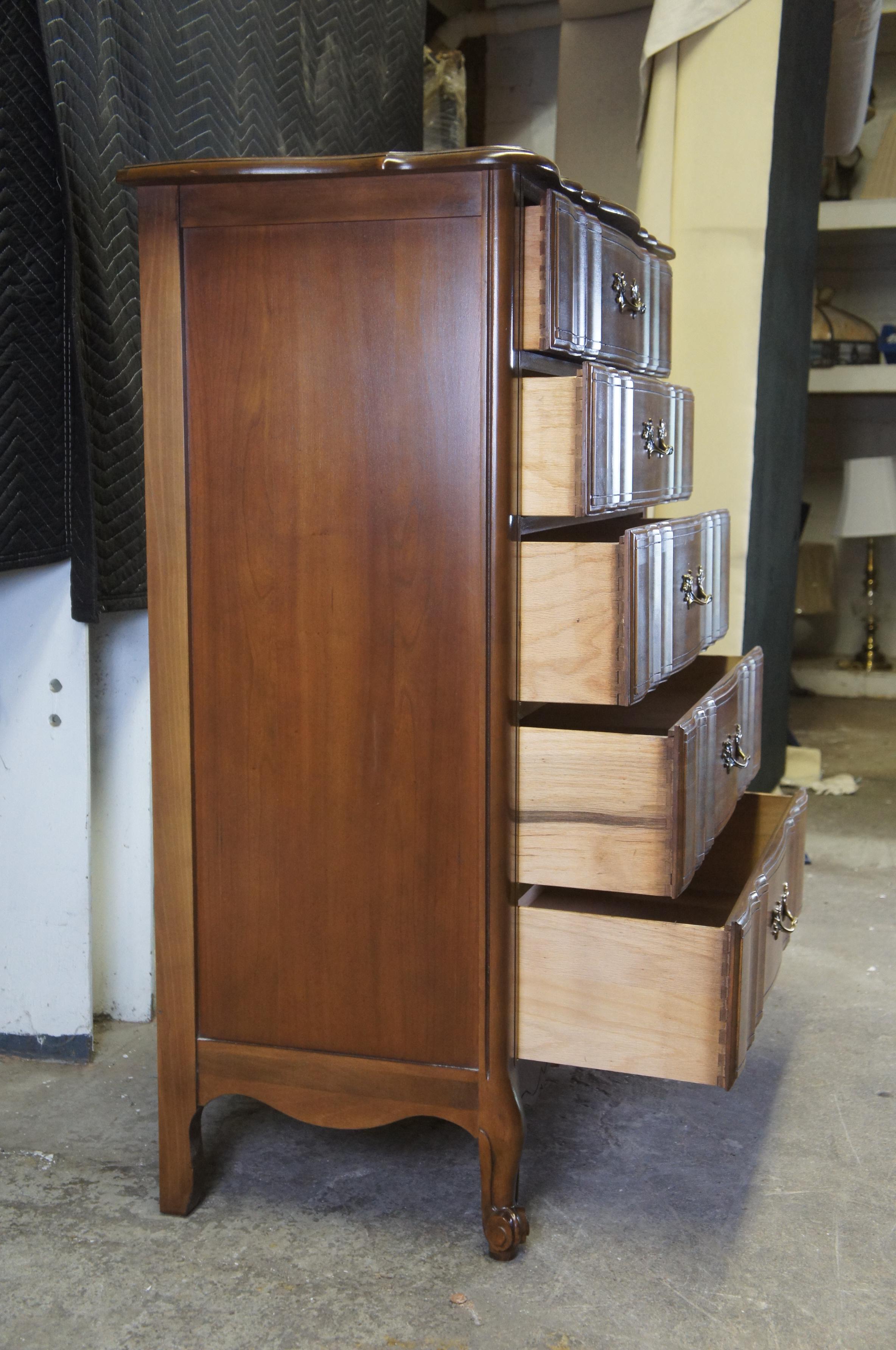 20th Century Kent Coffey French Provincial Serpentine Fruitwood Dresser Chest Drawers Marquee