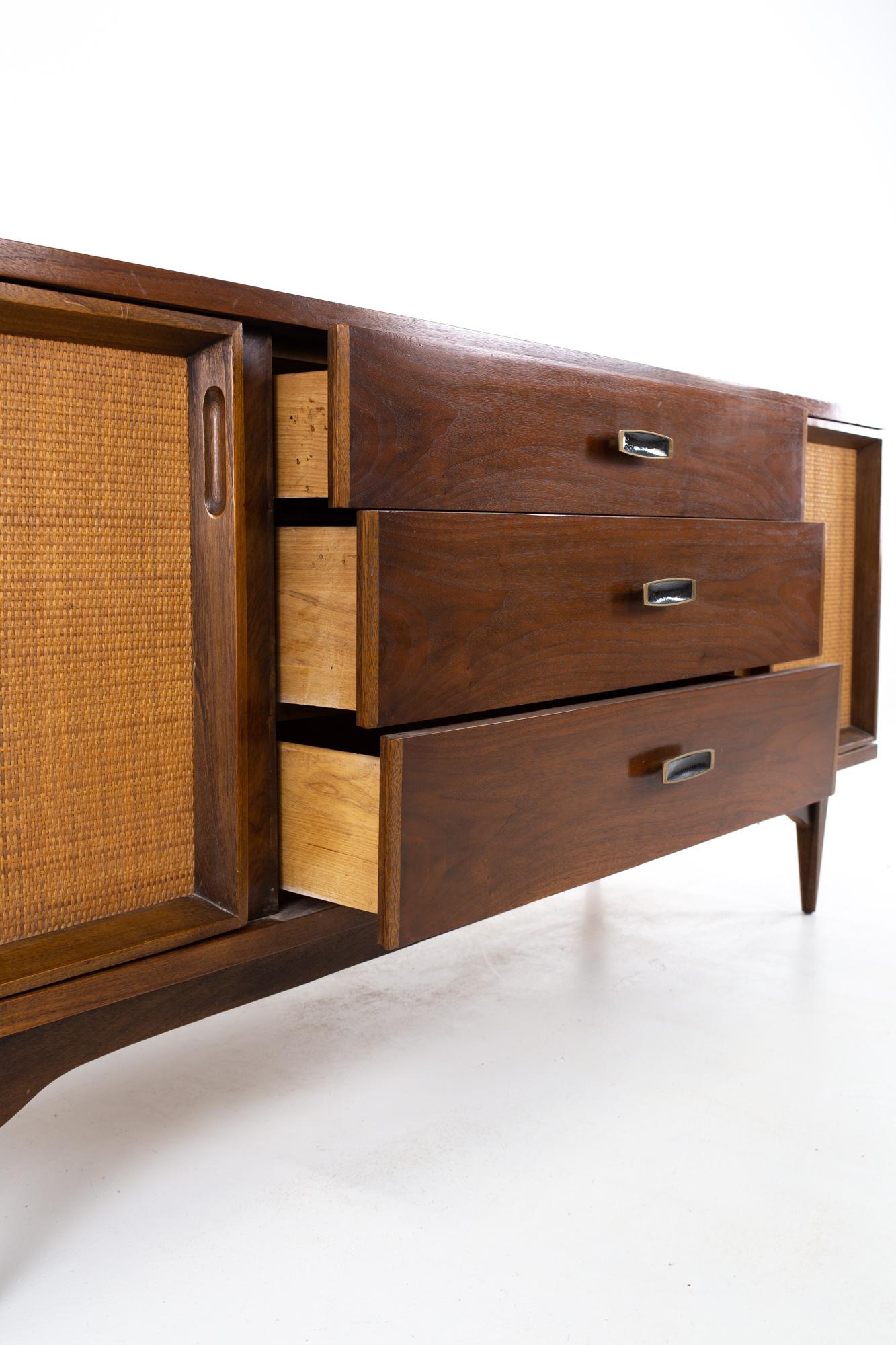 Kent Coffey Mid Century Cane Front Dresser or Credenza 1