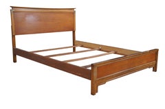 Kent Coffey Mid-Century Modern Lotus Chinoiserie Campaign Cherry Full Size Bed