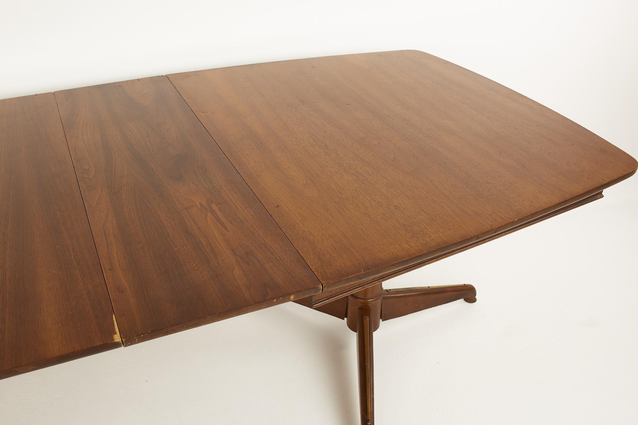 Kent Coffey Mid Century Pedestal Base 10 Seat Walnut Dining Table For Sale 7