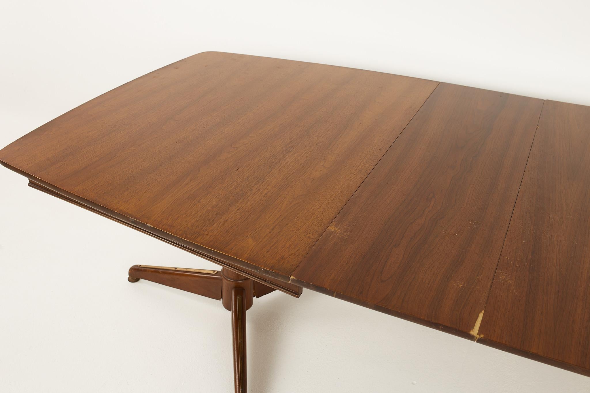 Kent Coffey Mid Century Pedestal Base 10 Seat Walnut Dining Table For Sale 9