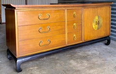 Kent Coffey Modern Ming Style Amerasia Brass & Walnut Credenza / Chest