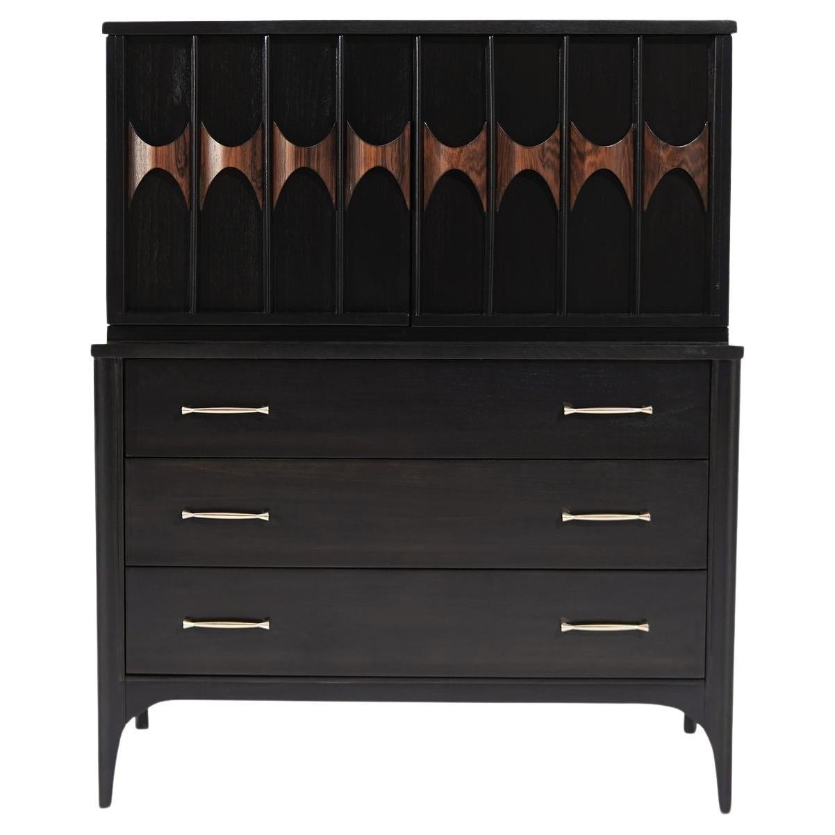 Kent Coffey Perspecta Collection Walnut and Rosewood Chest of Drawers, C. 1950s For Sale