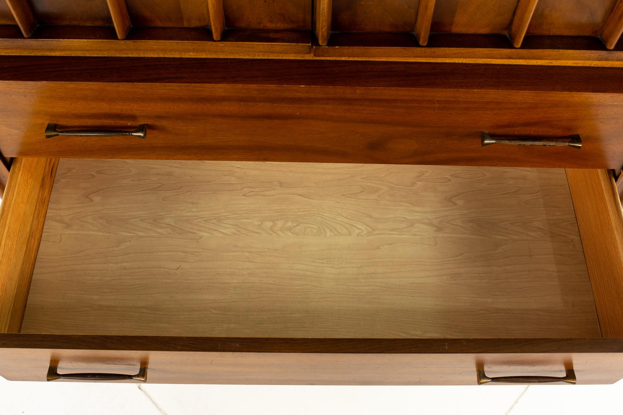 Kent Coffey Perspecta MCM Walnut and Rosewood Armoire Gentlemans Chest Highboy 4