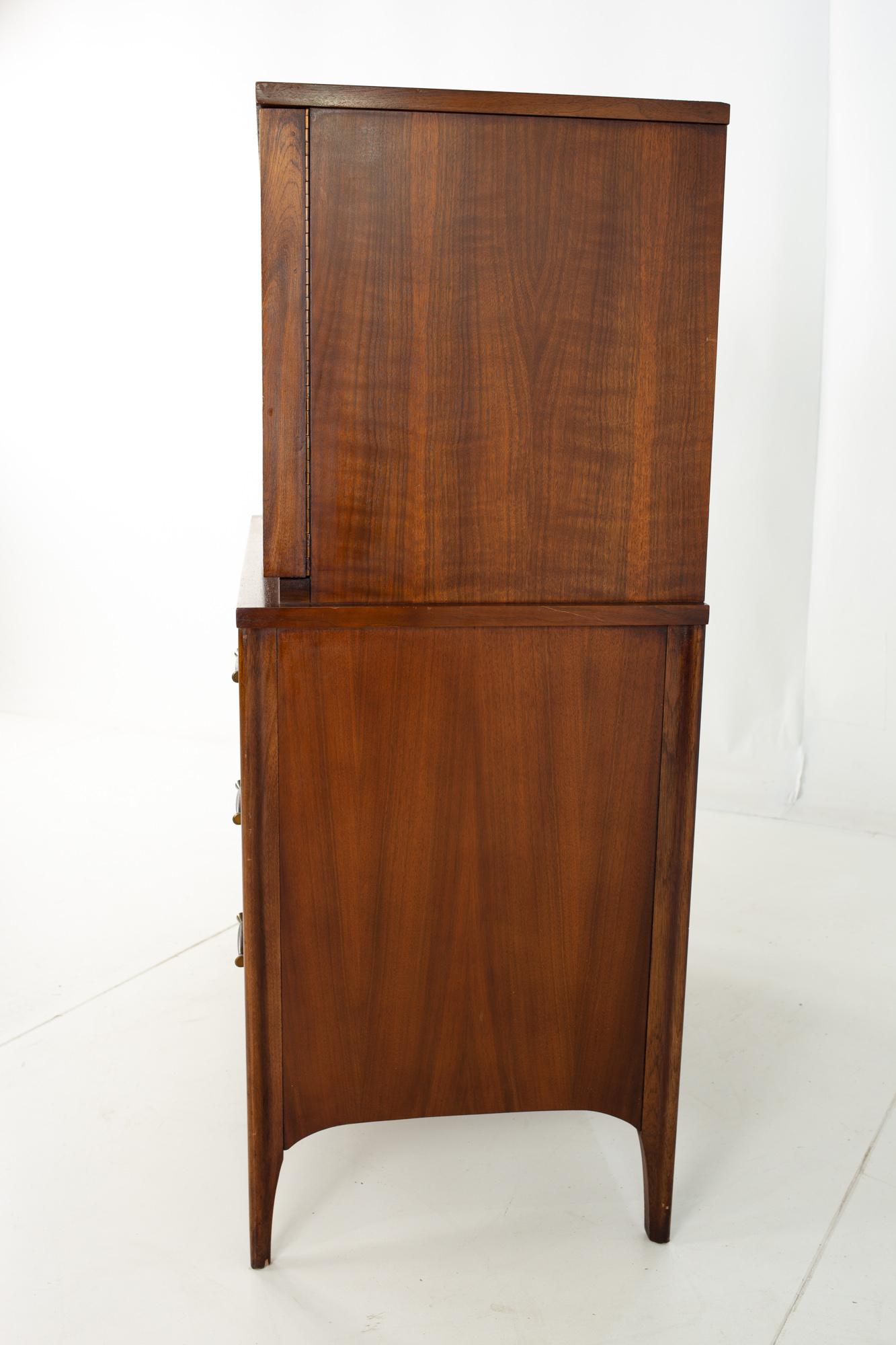 American Kent Coffey Perspecta MCM Walnut and Rosewood Armoire Gentlemans Chest Highboy