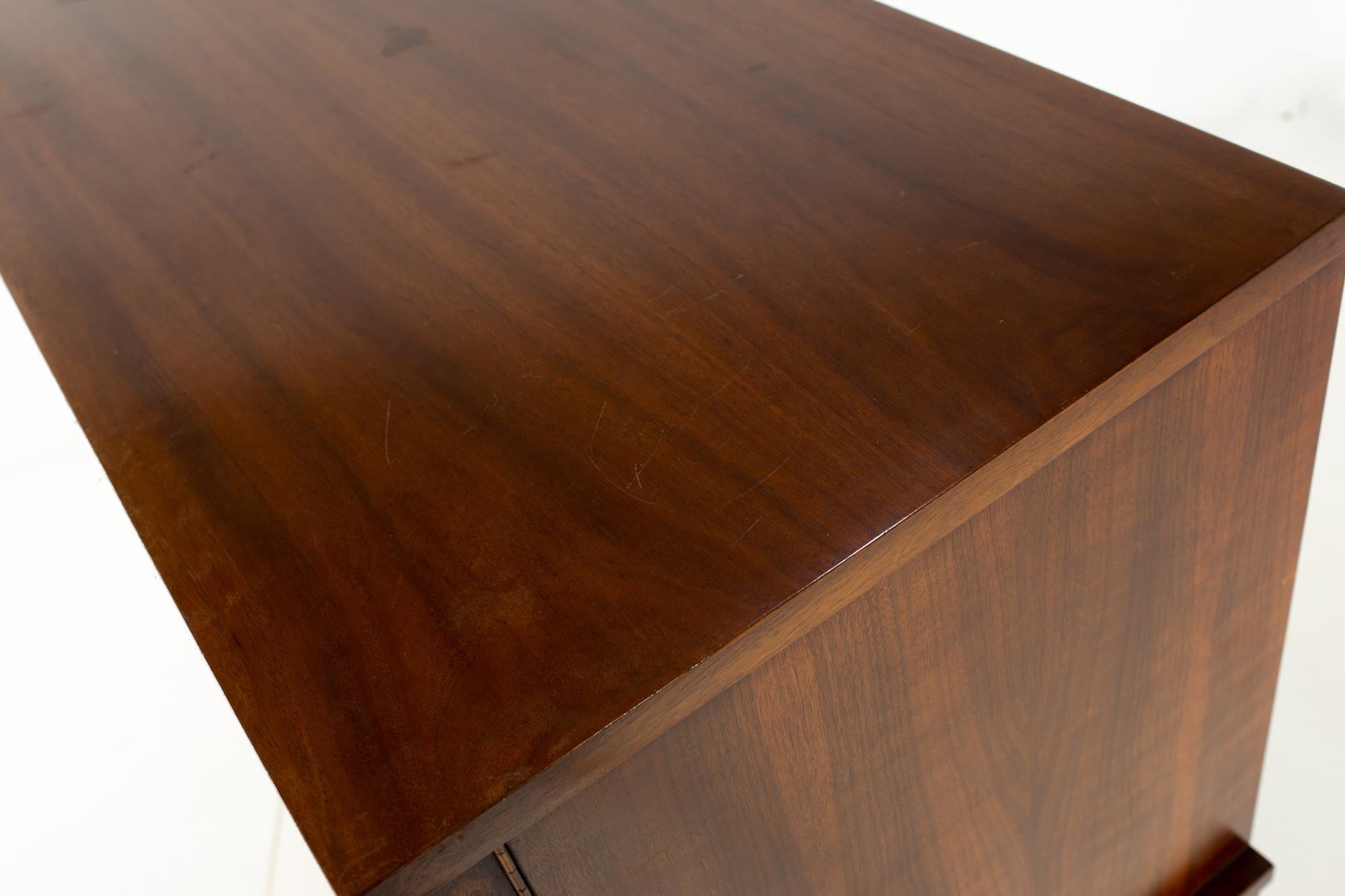 Late 20th Century Kent Coffey Perspecta MCM Walnut and Rosewood Armoire Gentlemans Chest Highboy