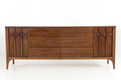 Kent Coffey Perspecta MCM Walnut Rosewood 12 Drawer Lowboy Dresser Credenza