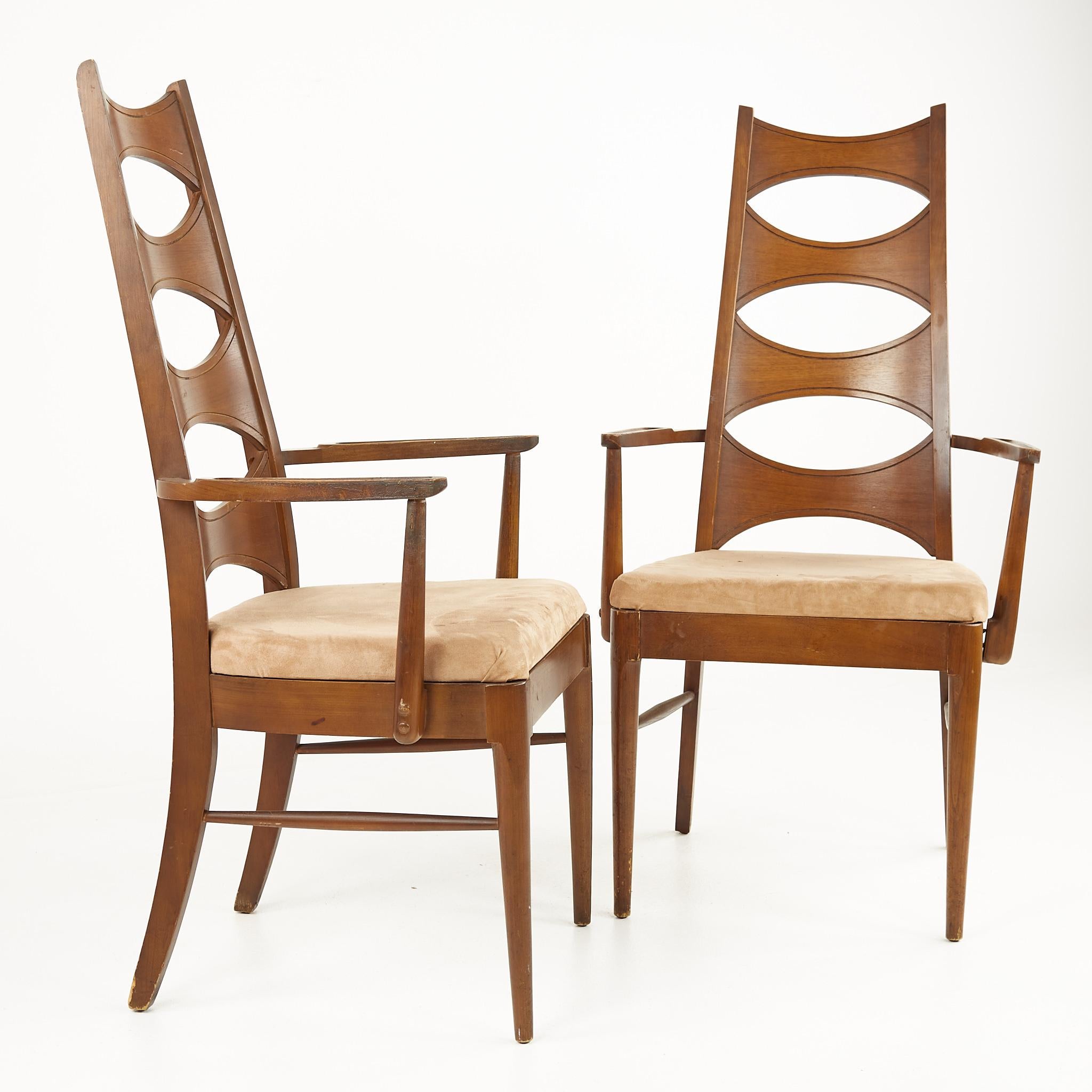 Kent Coffey Perspecta Mid Century Cats Eye Walnut Dining Chairs, Set of 12 2