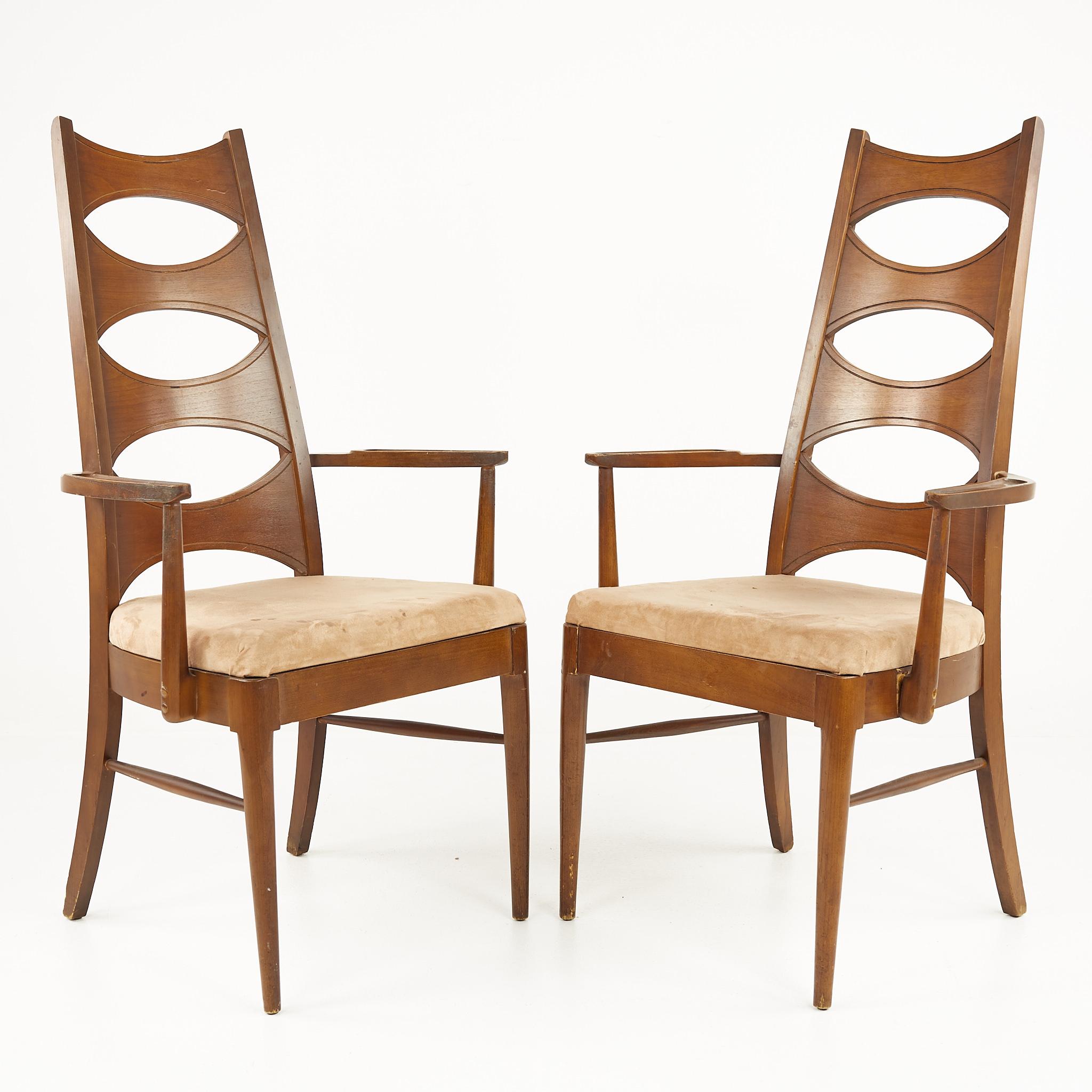Kent Coffey Perspecta Mid Century Cats Eye Walnut Dining Chairs, Set of 12 3