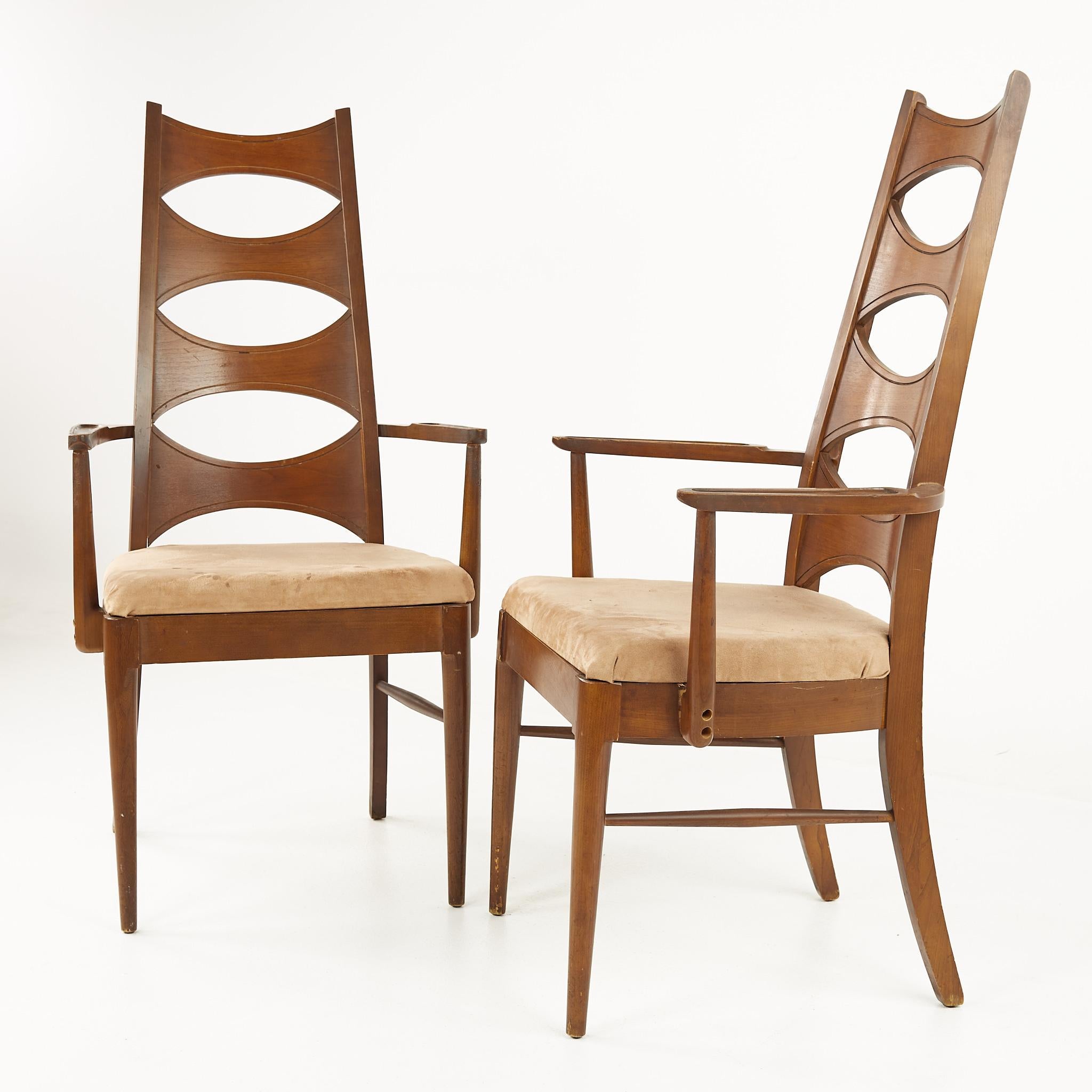 Kent Coffey Perspecta Mid Century Cats Eye Walnut Dining Chairs, Set of 12 4