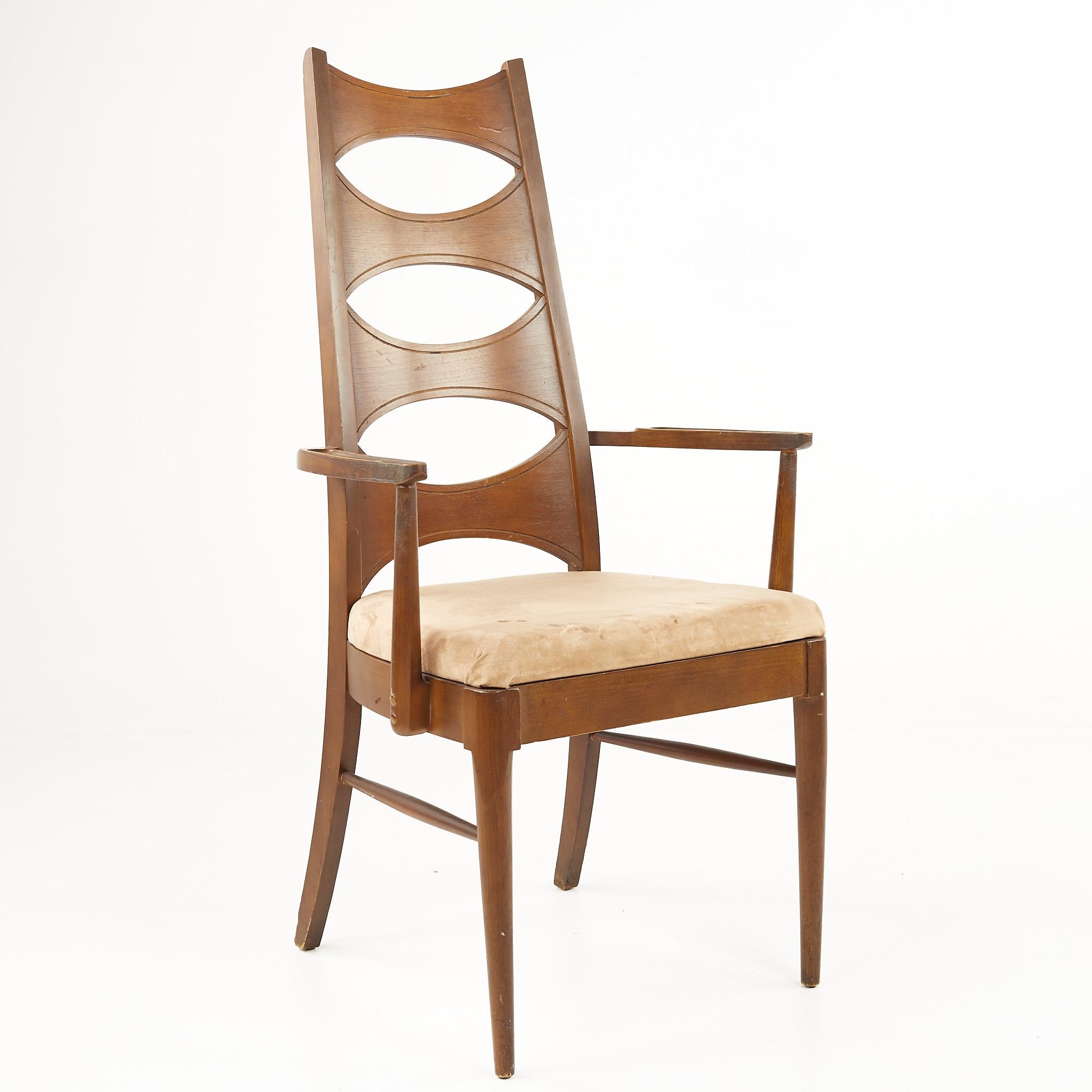 Kent Coffey Perspecta Mid Century Cats Eye Walnut Dining Chairs, Set of 12 5