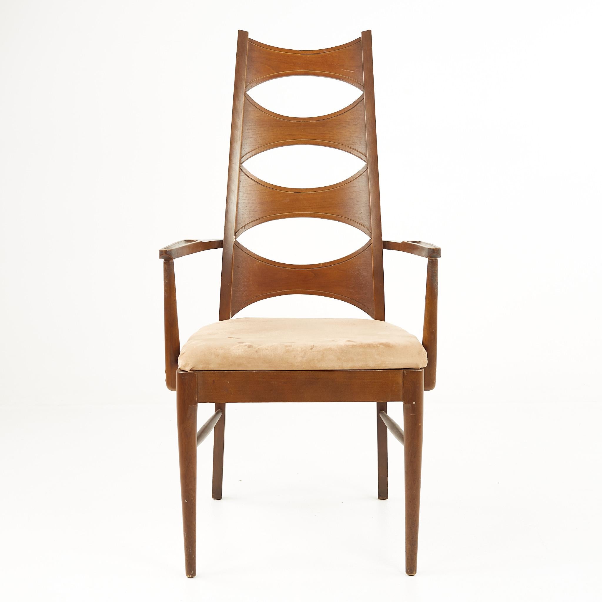 Kent Coffey Perspecta Mid Century Cats Eye Walnut Dining Chairs, Set of 12 6