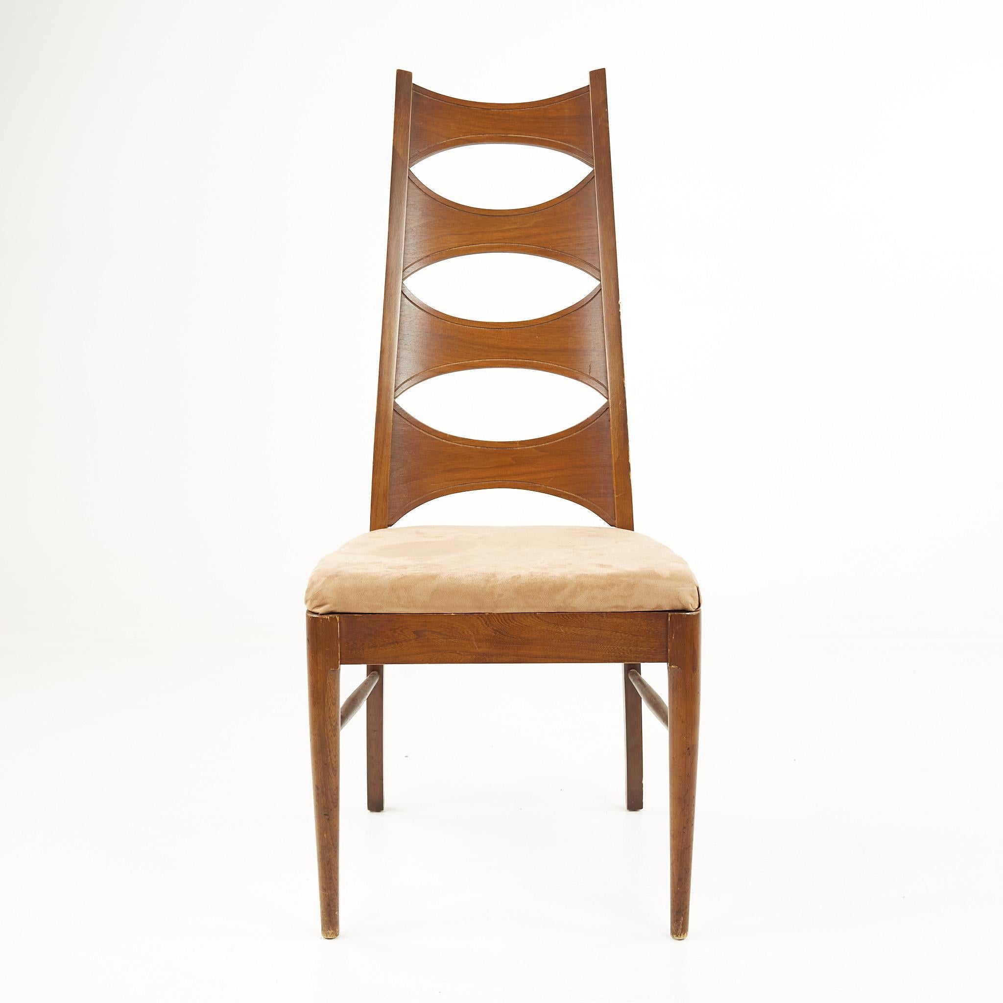 Kent Coffey Perspecta Mid Century Cats Eye Walnut Dining Chairs, Set of 12 9