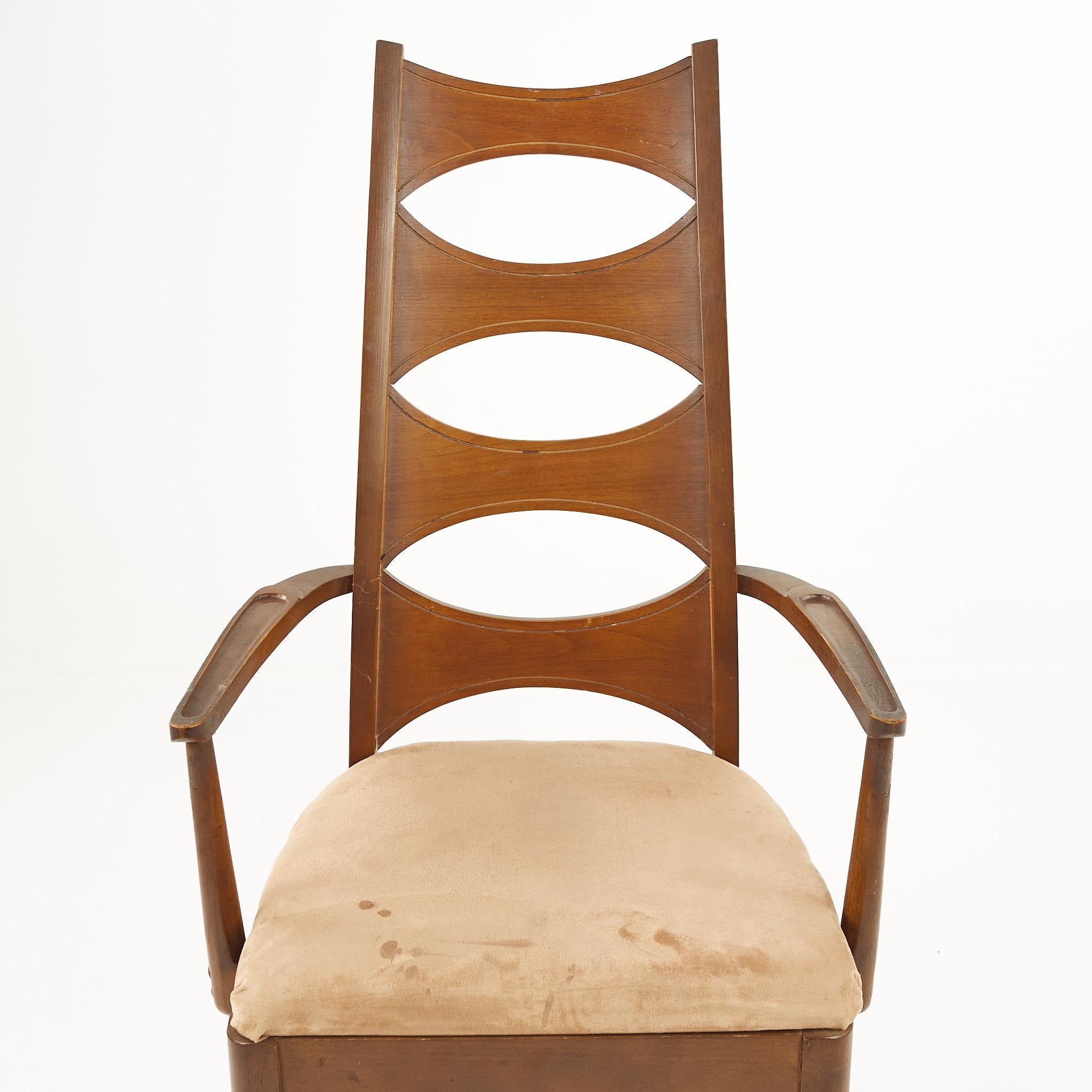 Kent Coffey Perspecta Mid Century Cats Eye Walnut Dining Chairs, Set of 12 12