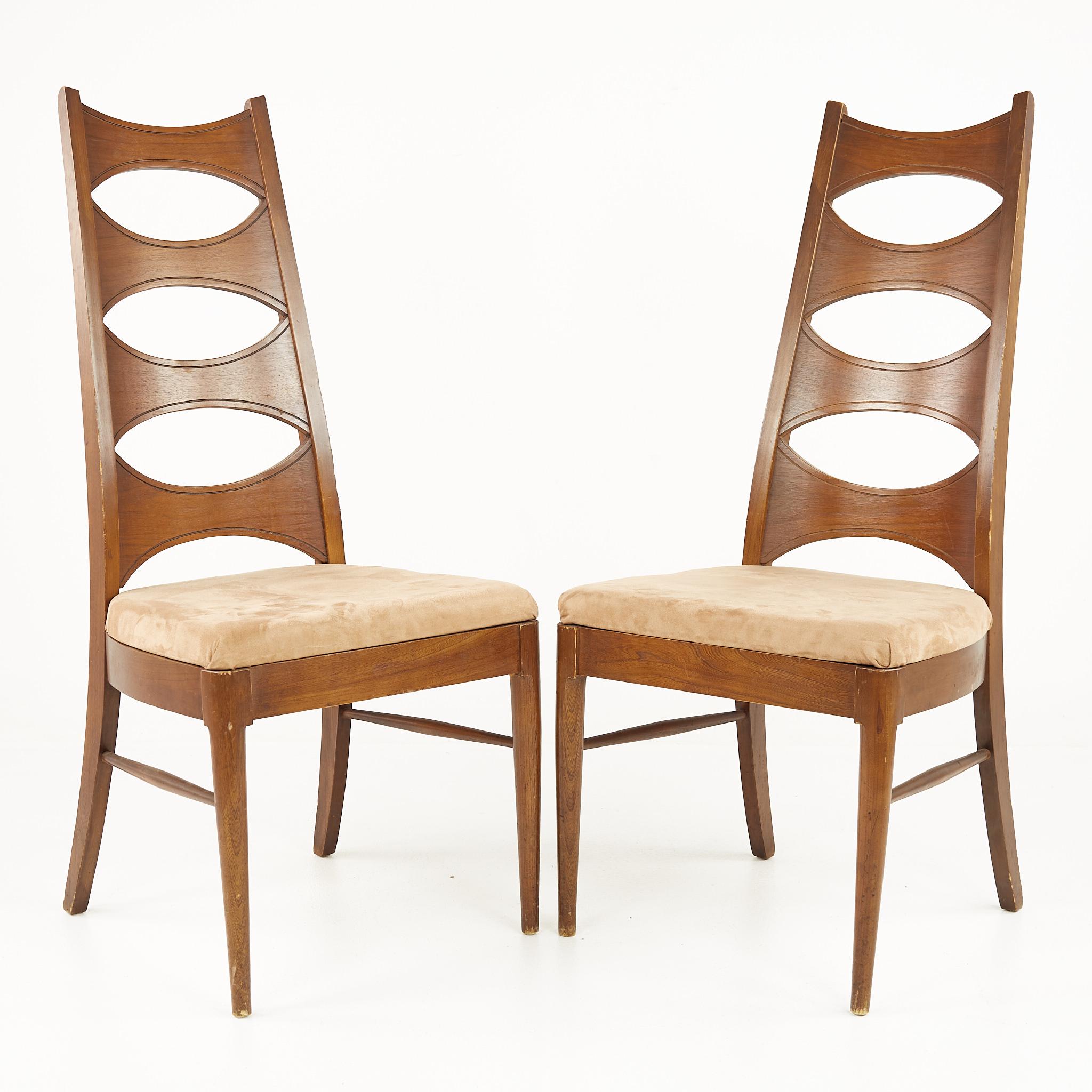 Upholstery Kent Coffey Perspecta Mid Century Cats Eye Walnut Dining Chairs, Set of 12