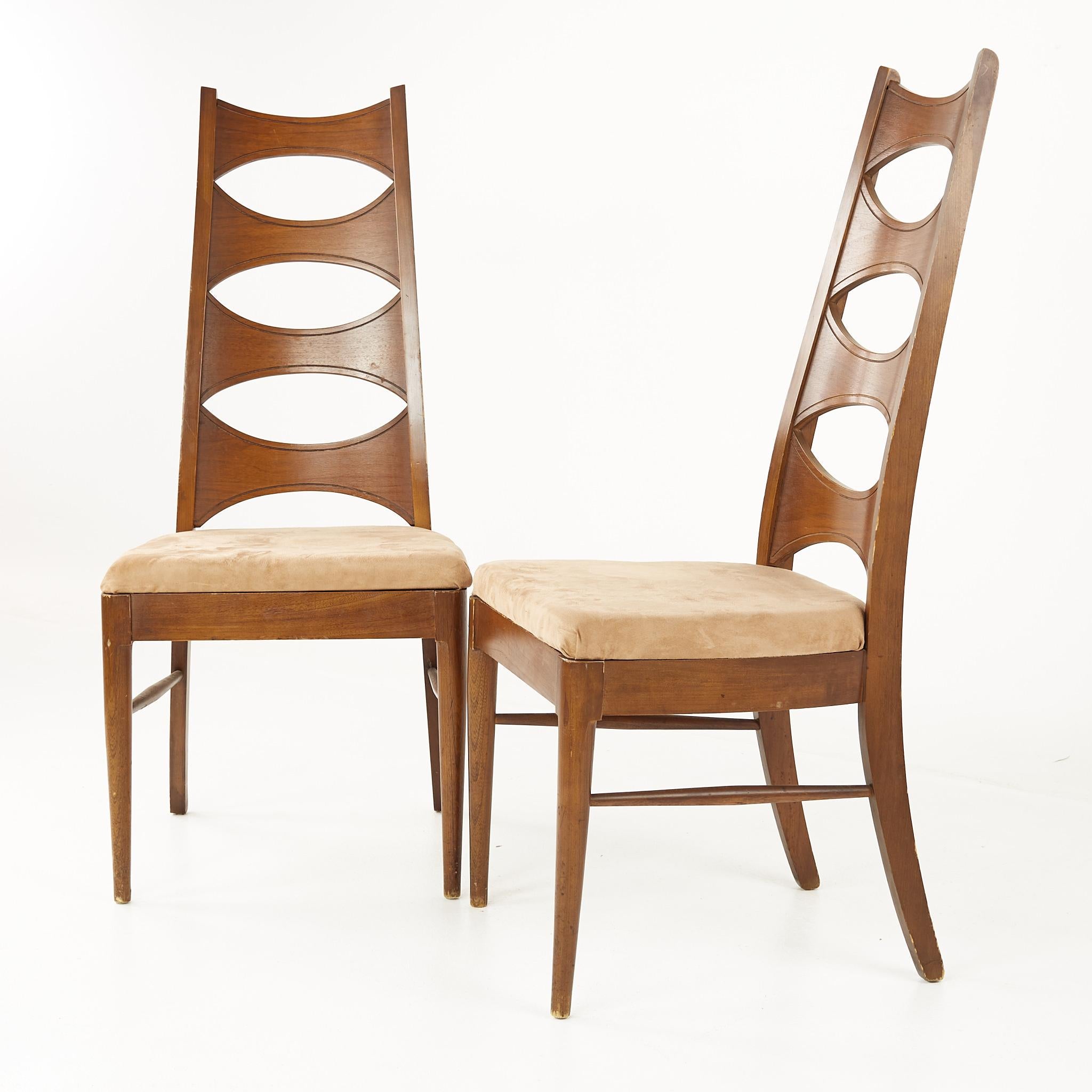 Kent Coffey Perspecta Mid Century Cats Eye Walnut Dining Chairs, Set of 12 1