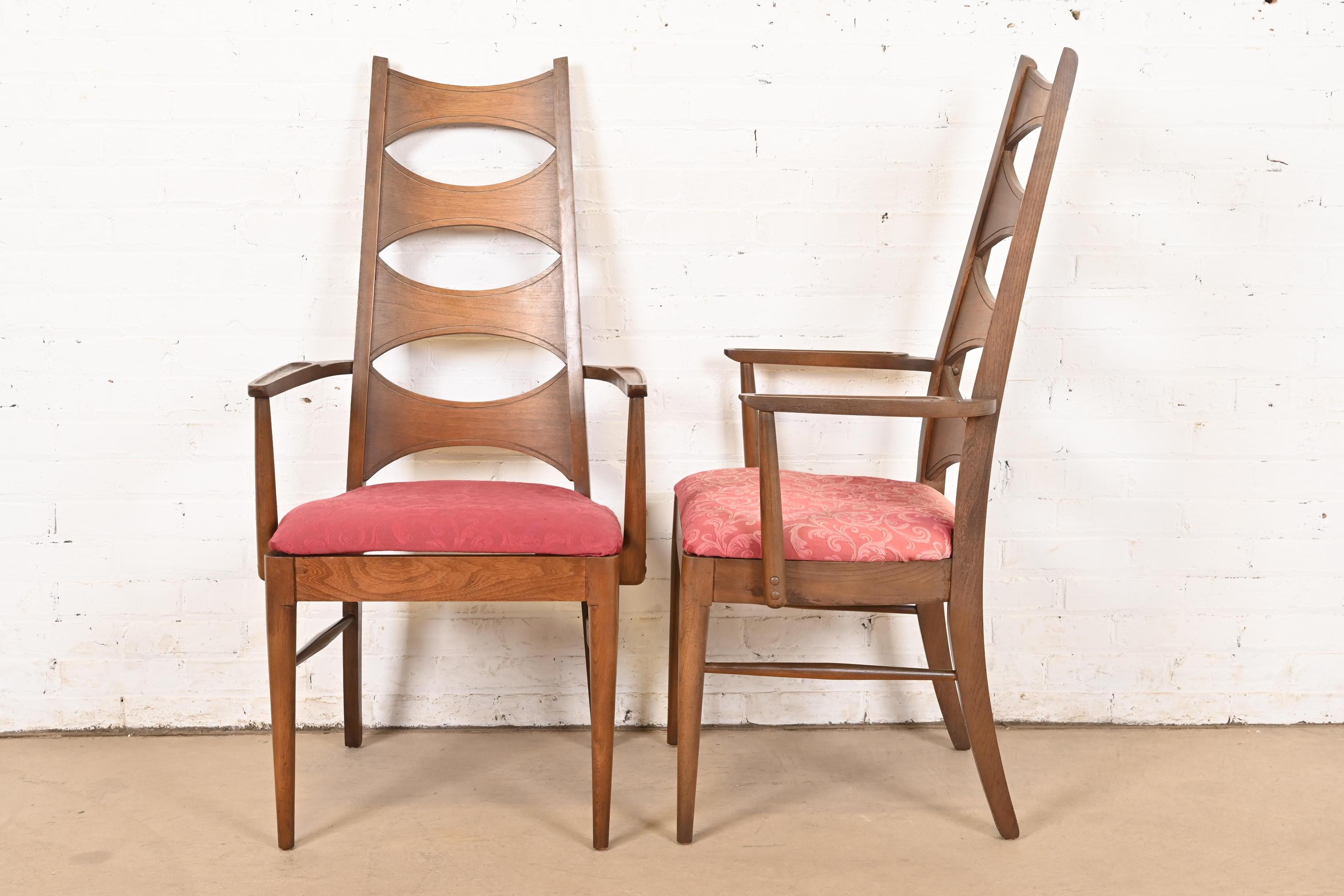 Kent Coffey Perspecta Mid-Century Modern Sculpted Walnut High Back Dining Chairs 5