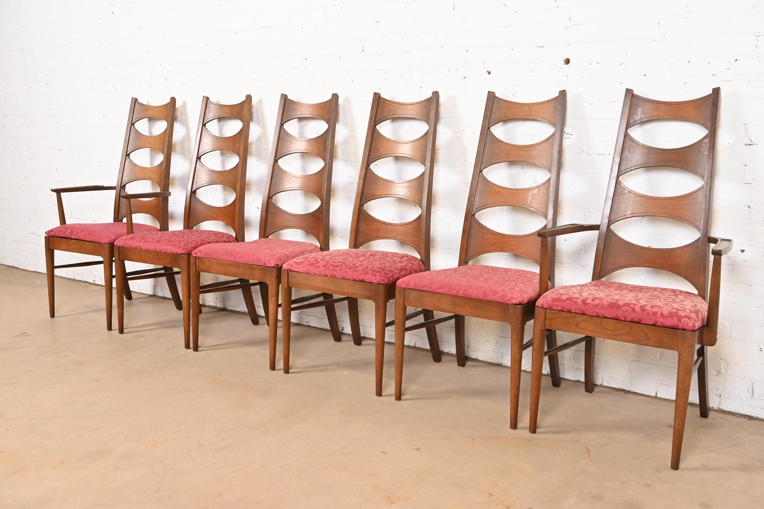 A gorgeous set of six Mid-Century Modern high back dining chairs

By Kent Coffey, 