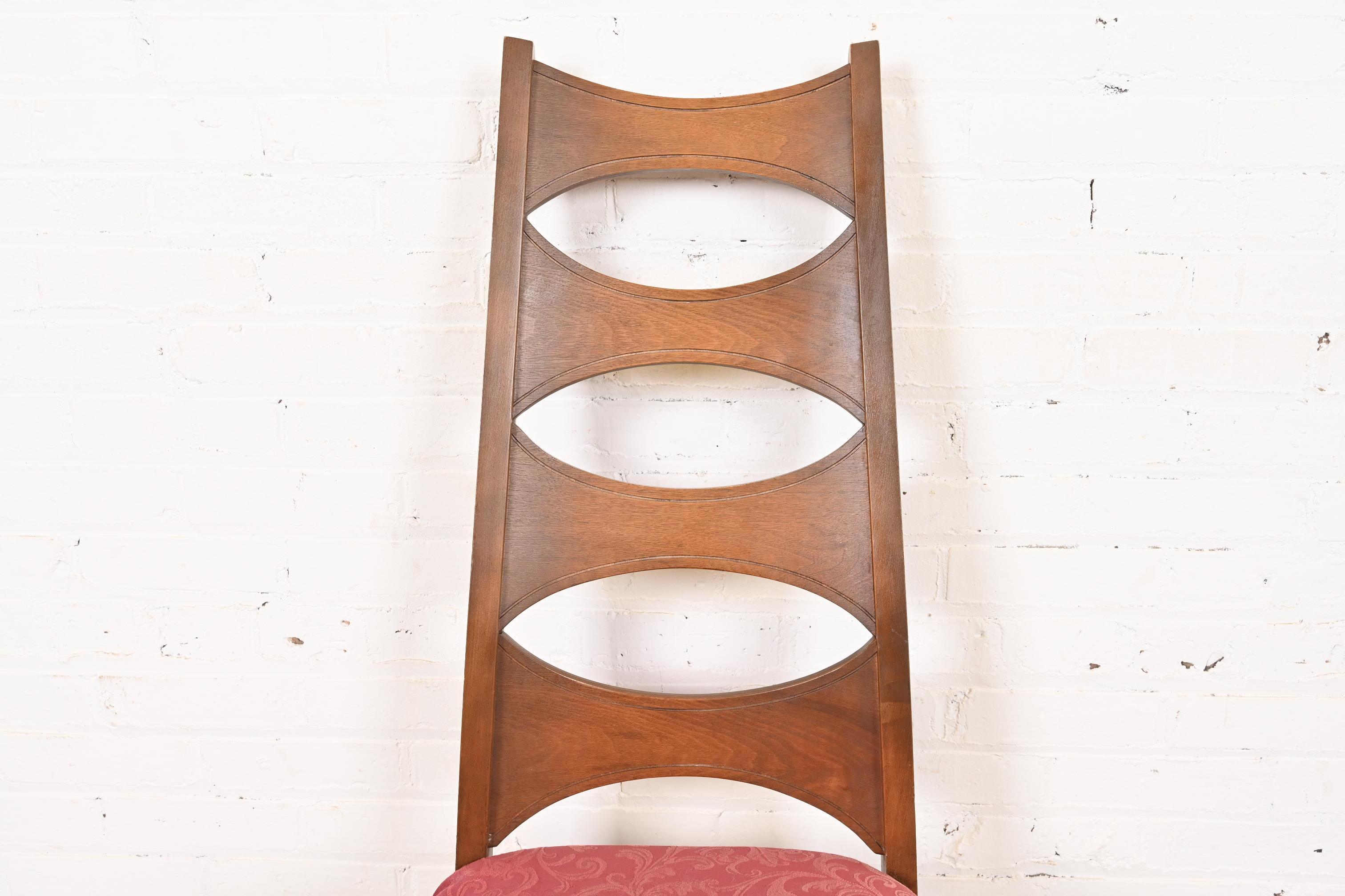 Kent Coffey Perspecta Mid-Century Modern Sculpted Walnut High Back Dining Chairs 1