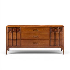 Kent Coffey Perspecta Mid Century Walnut and Rosewood 9-Drawer Dresser