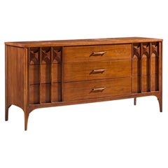 Kent Coffey Perspecta Mid Century Walnut and Rosewood 9-Drawer Dresser
