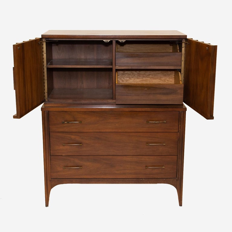 Kent Coffey Perspecta Midcentury Walnut and Rosewood Armoire/Highboy