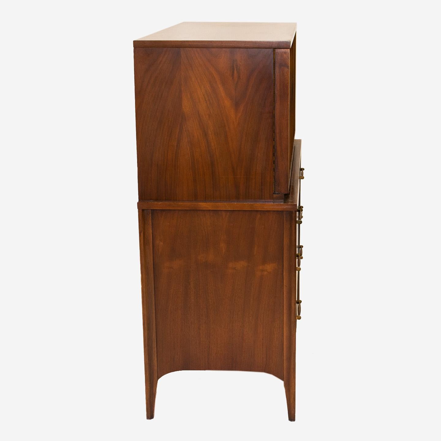 Mid-Century Modern Kent Coffey Perspecta Midcentury Walnut and Rosewood Armoire/Highboy For Sale