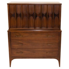 Kent Coffey Perspecta Midcentury Walnut and Rosewood Armoire/Highboy