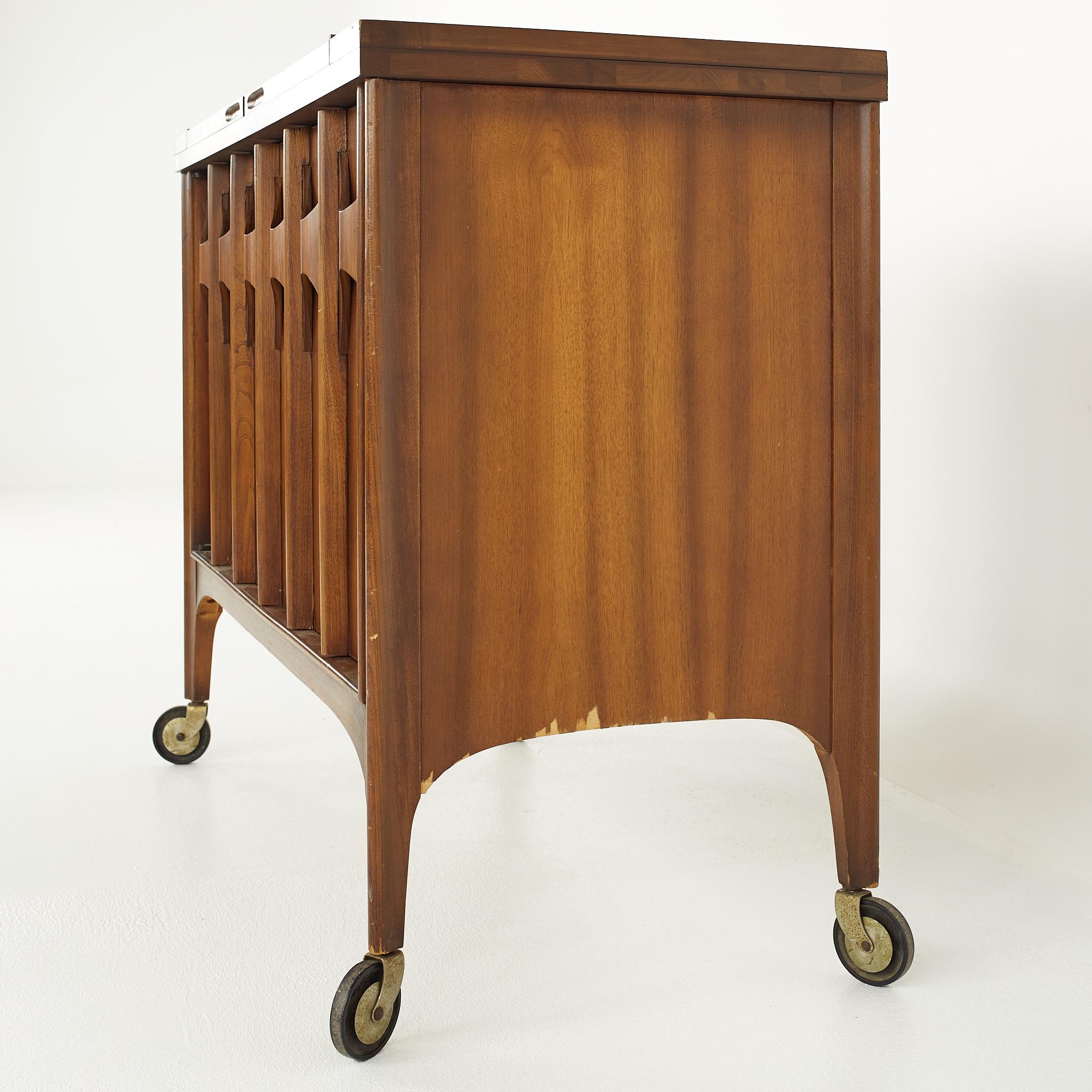 American Kent Coffey Perspecta Mid Century Walnut and Rosewood Bar Cart