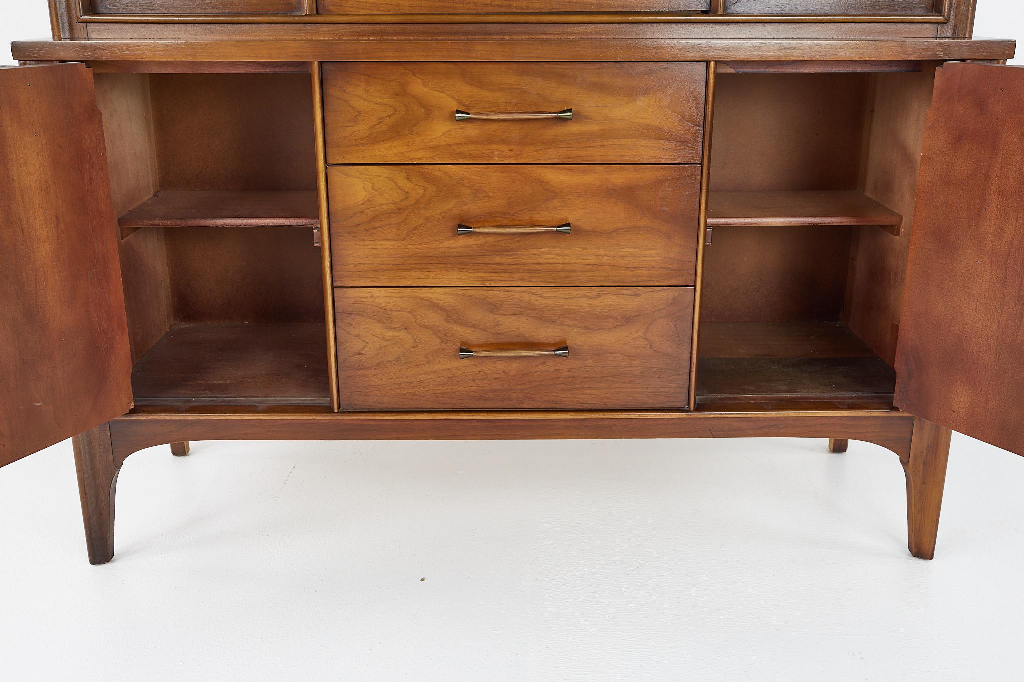 Kent Coffey Perspecta Mid Century Walnut and Rosewood Buffet and Hutch China Cab 2