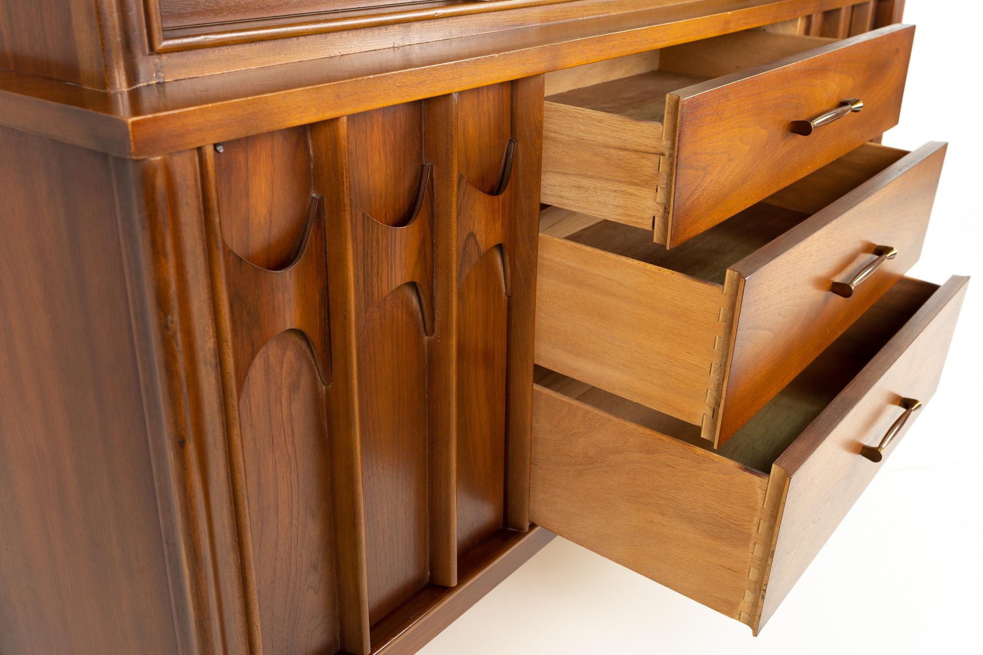 Late 20th Century Kent Coffey Perspecta Mid Century Walnut and Rosewood Buffet and Hutch China Cab