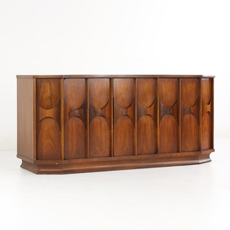 Kent Coffey Perspecta Mid-Century Walnut and Rosewood Buffet and Hutch For Sale 3