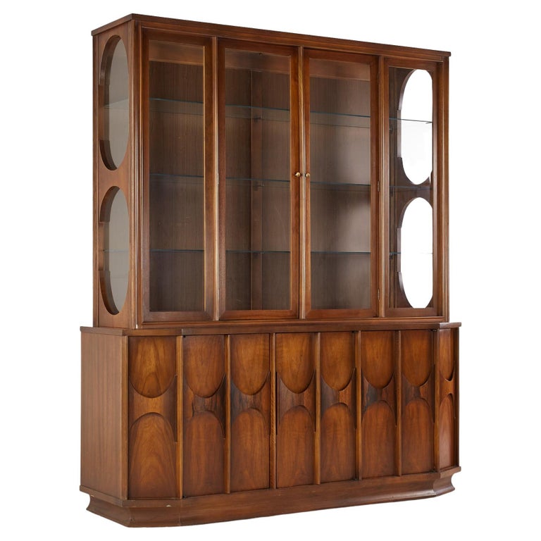 Kent Coffey Perspecta Mid-Century Walnut and Rosewood Buffet and Hutch For Sale